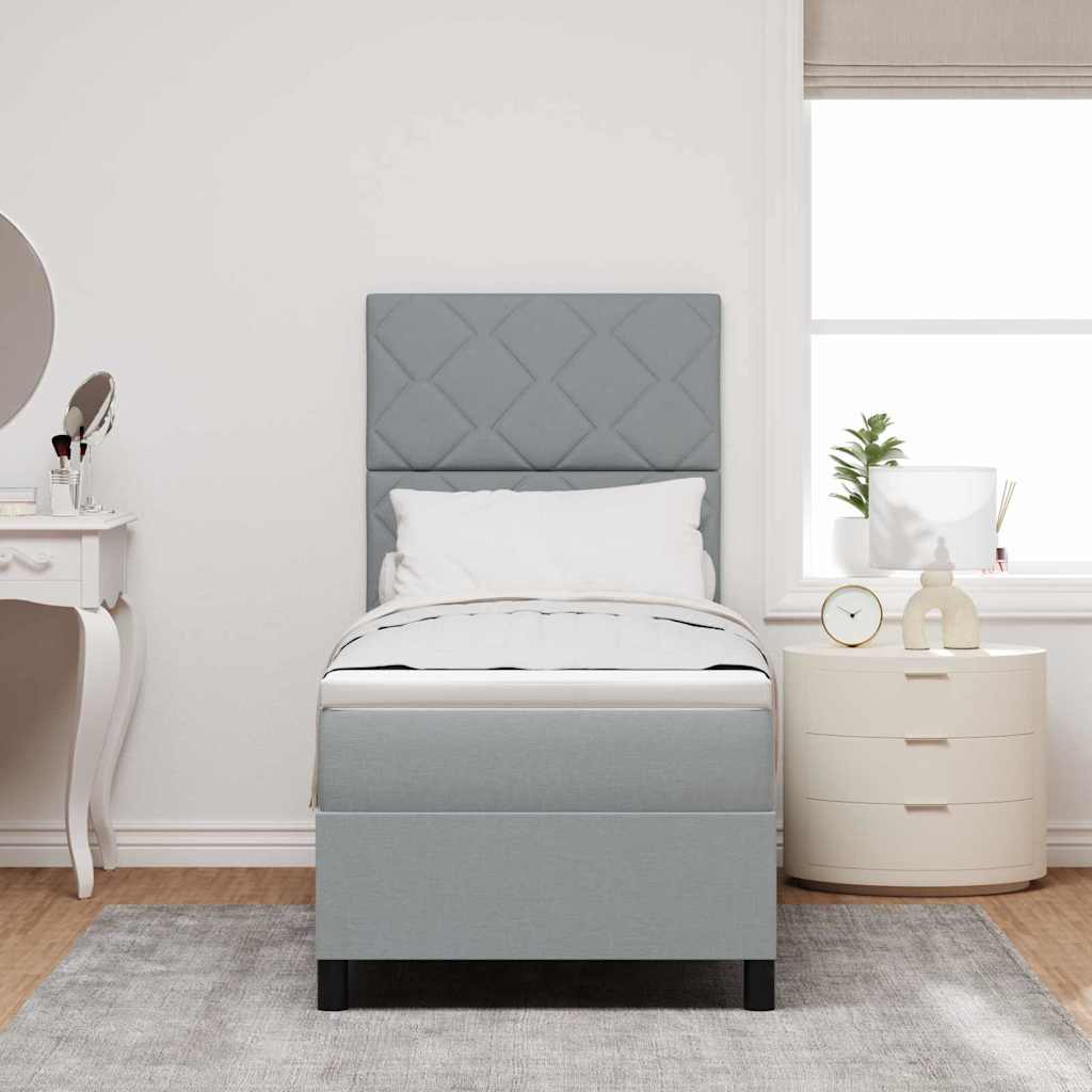 Boxspring bed met matras met LED Lichtgrijs 80 x 200 cm Stof is nu te koop bij PeponiXL, paradijselijk wonen!