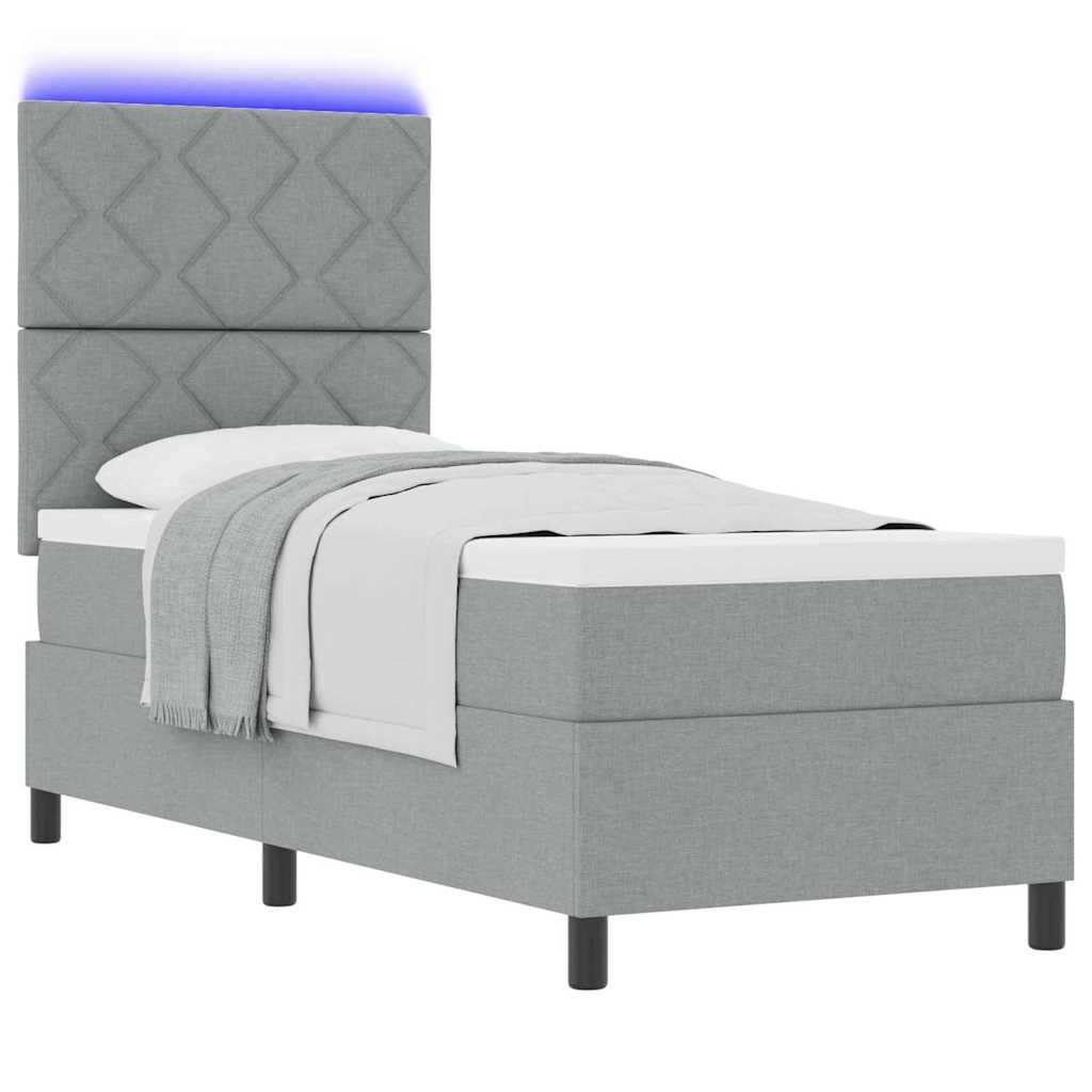 Boxspring bed met matras met LED Lichtgrijs 80 x 200 cm Stof is nu te koop bij PeponiXL, paradijselijk wonen!
