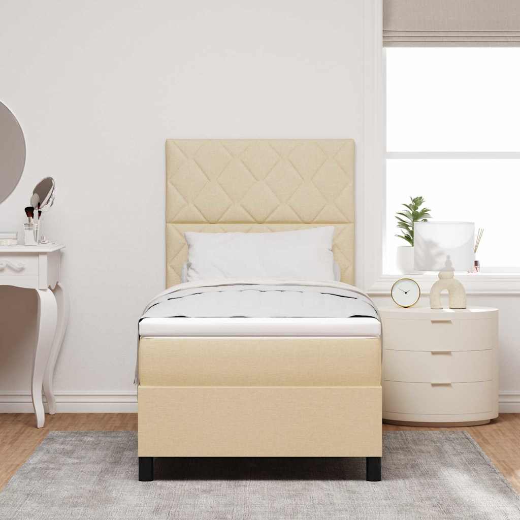 Boxspring bed met matras met LED Crème 100 x 200 cm Stof is nu te koop bij PeponiXL, paradijselijk wonen!