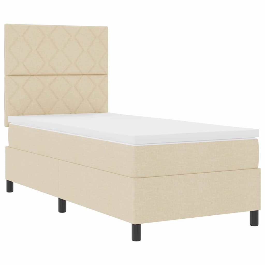 Boxspring bed met matras met LED Crème 100 x 200 cm Stof is nu te koop bij PeponiXL, paradijselijk wonen!