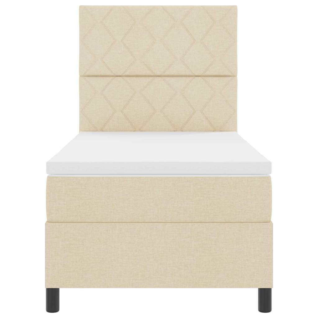 Boxspring bed met matras met LED Crème 100 x 200 cm Stof is nu te koop bij PeponiXL, paradijselijk wonen!
