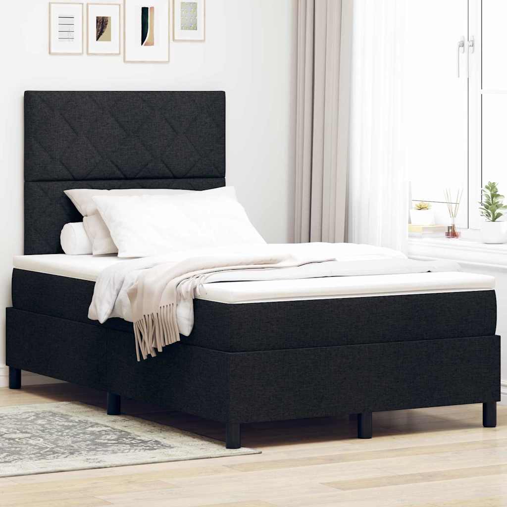 Boxspring bed met matras met LED Zwart 120 x 190 cm Stof is nu te koop bij PeponiXL, paradijselijk wonen!
