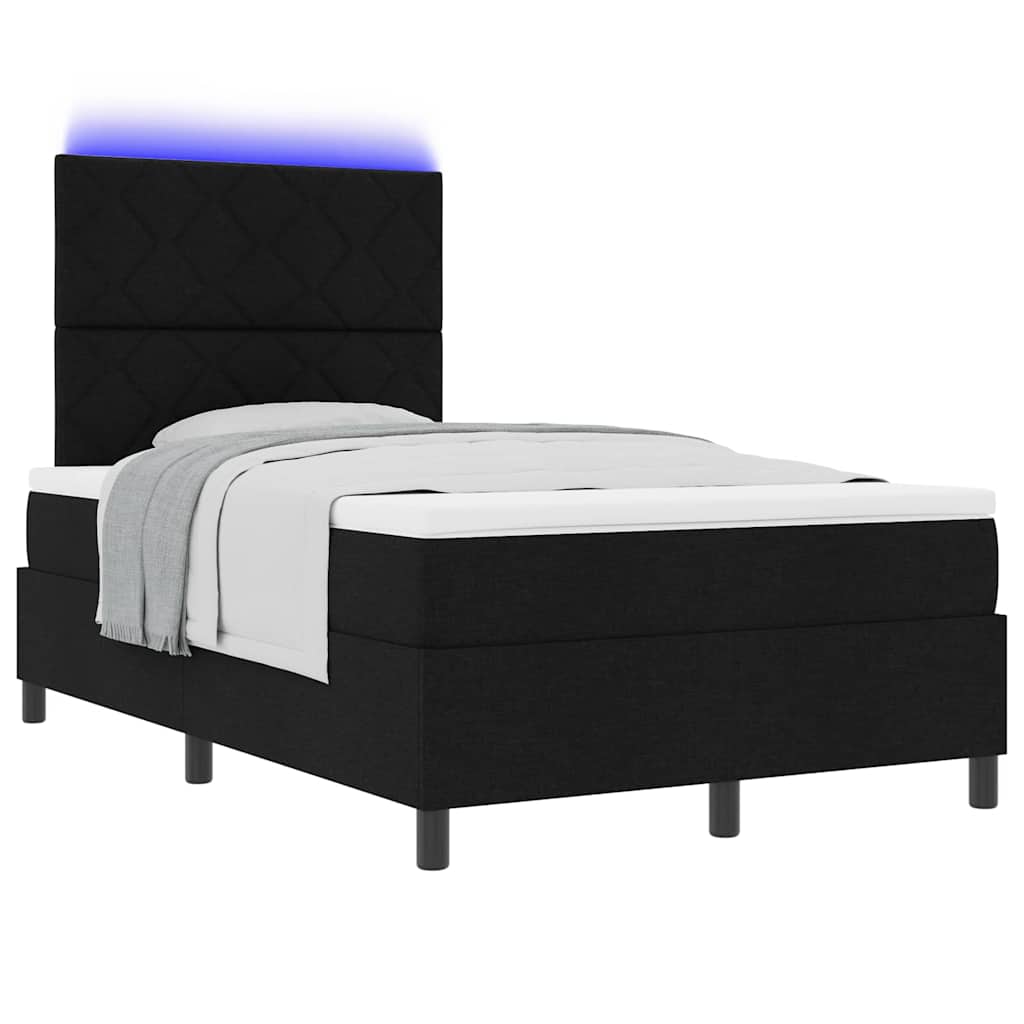 Boxspring bed met matras met LED Zwart 120 x 190 cm Stof is nu te koop bij PeponiXL, paradijselijk wonen!