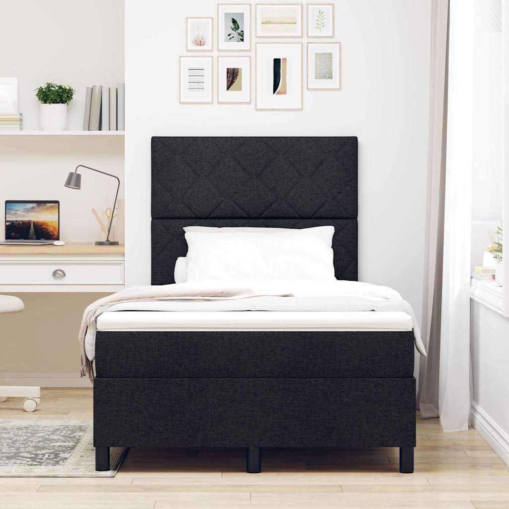Boxspring bed met matras met LED Zwart 120 x 200 cm Stof is nu te koop bij PeponiXL, paradijselijk wonen!