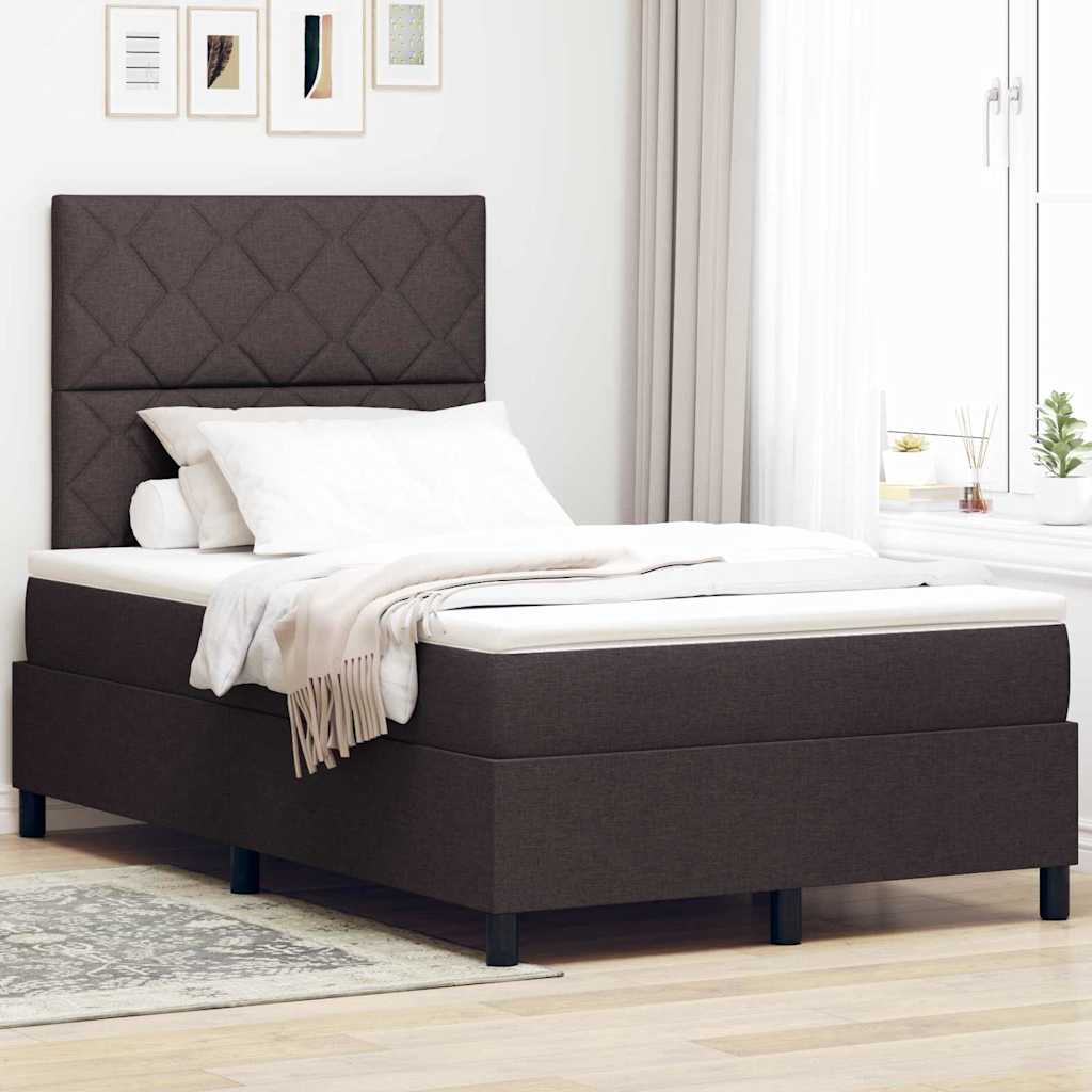 Boxspring bed met matras met LED Donkerbruin 120 x 200 cm Stof is nu te koop bij PeponiXL, paradijselijk wonen!