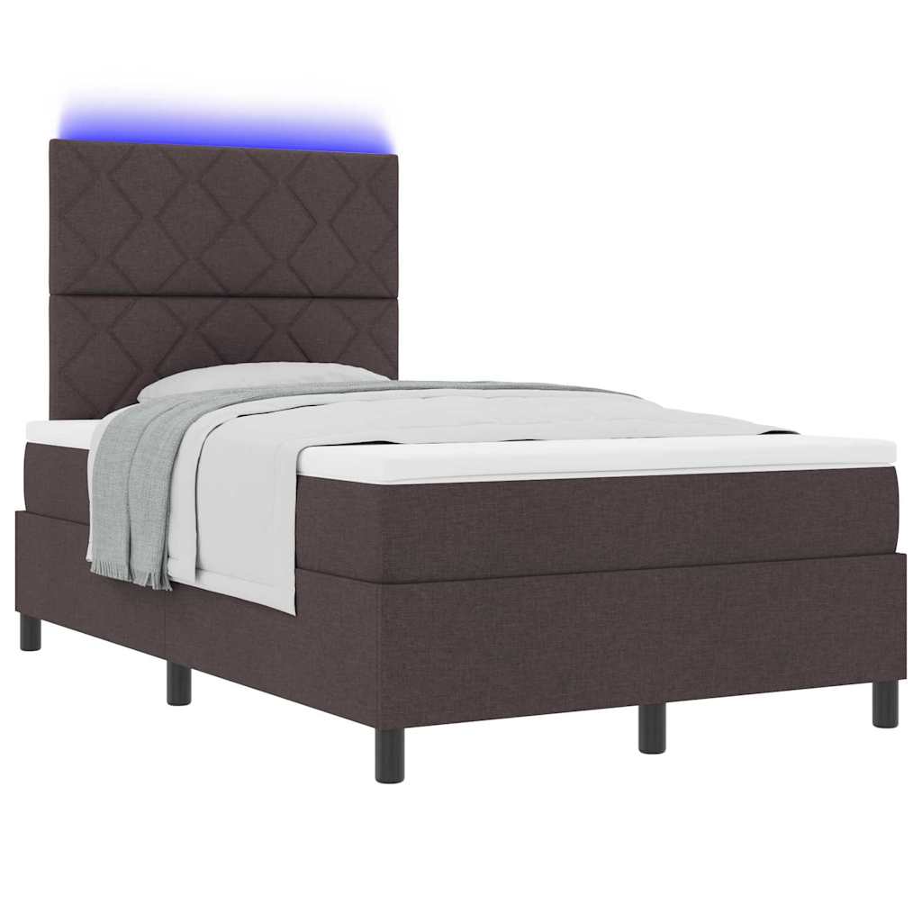 Boxspring bed met matras met LED Donkerbruin 120 x 200 cm Stof is nu te koop bij PeponiXL, paradijselijk wonen!