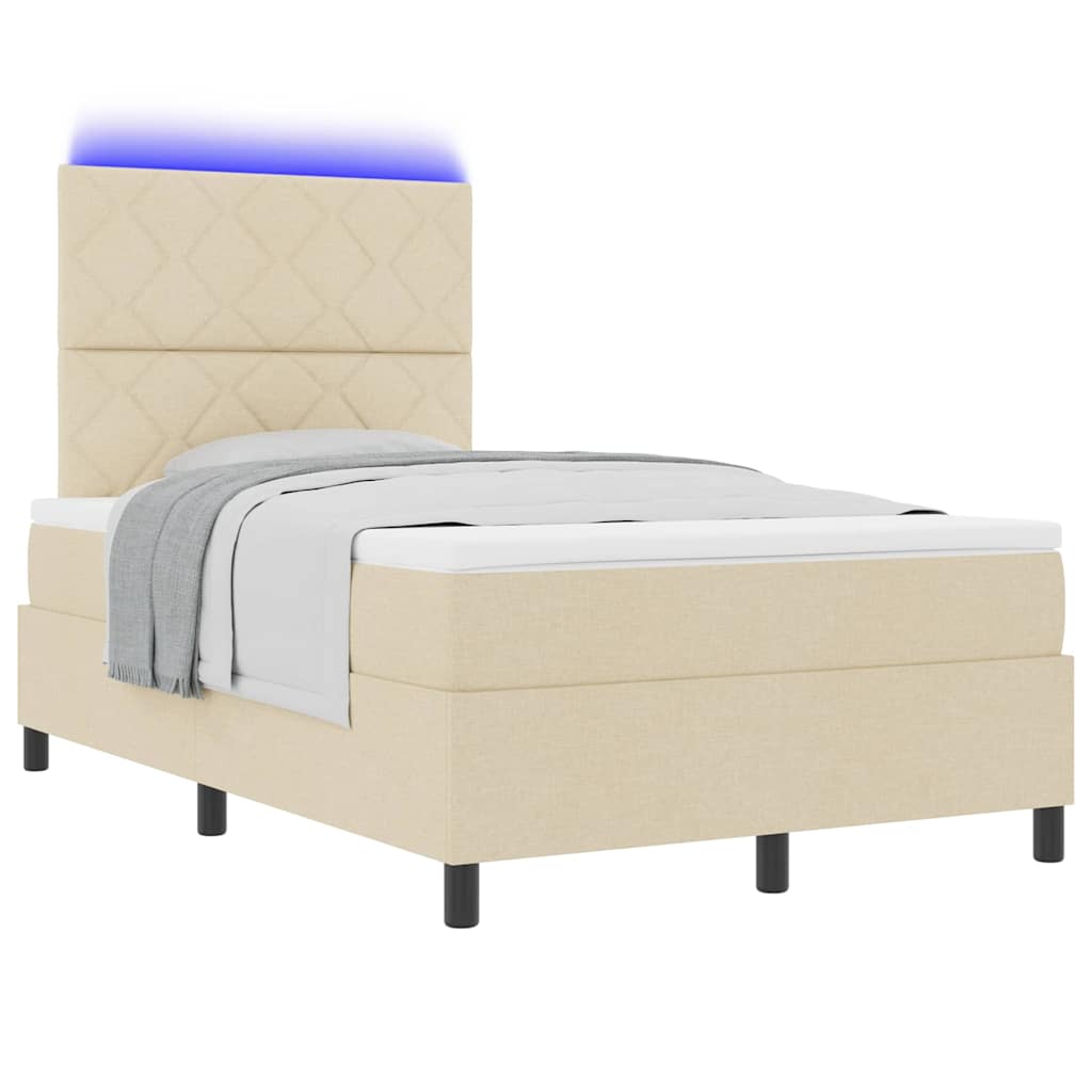 Boxspring bed met matras met LED Crème 120 x 200 cm Stof is nu te koop bij PeponiXL, paradijselijk wonen!