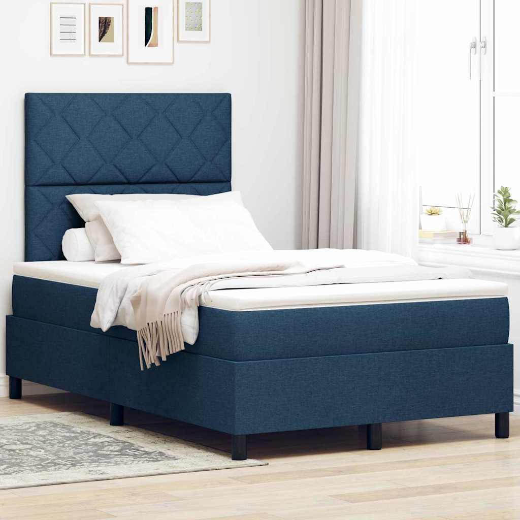 Boxspring bed met matras met LED Blauw 120 x 200 cm Stof is nu te koop bij PeponiXL, paradijselijk wonen!