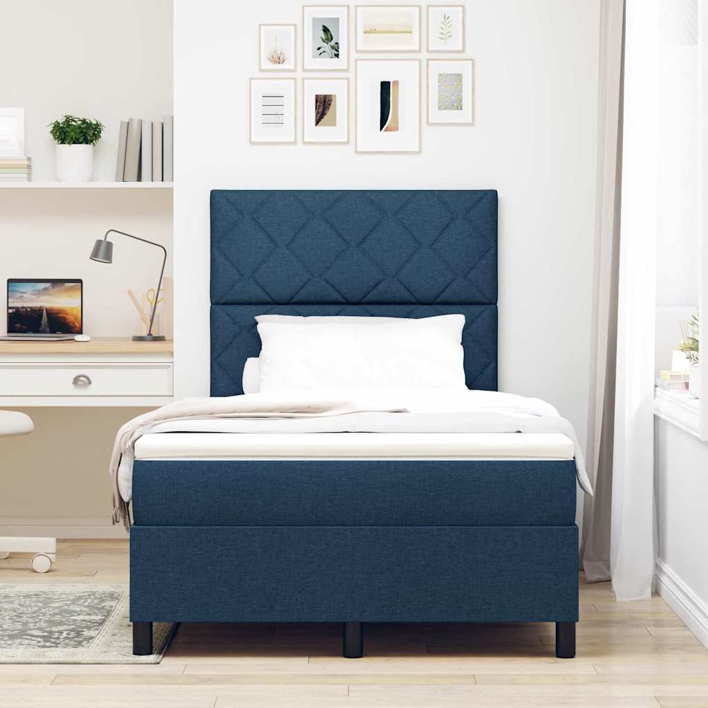 Boxspring bed met matras met LED Blauw 120 x 200 cm Stof is nu te koop bij PeponiXL, paradijselijk wonen!