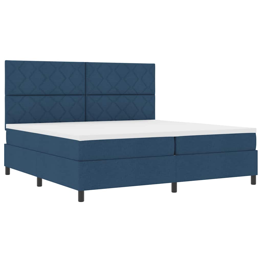 Boxspring bed met matras met LED Blauw 200 x 200 cm Stof is nu te koop bij PeponiXL, paradijselijk wonen!