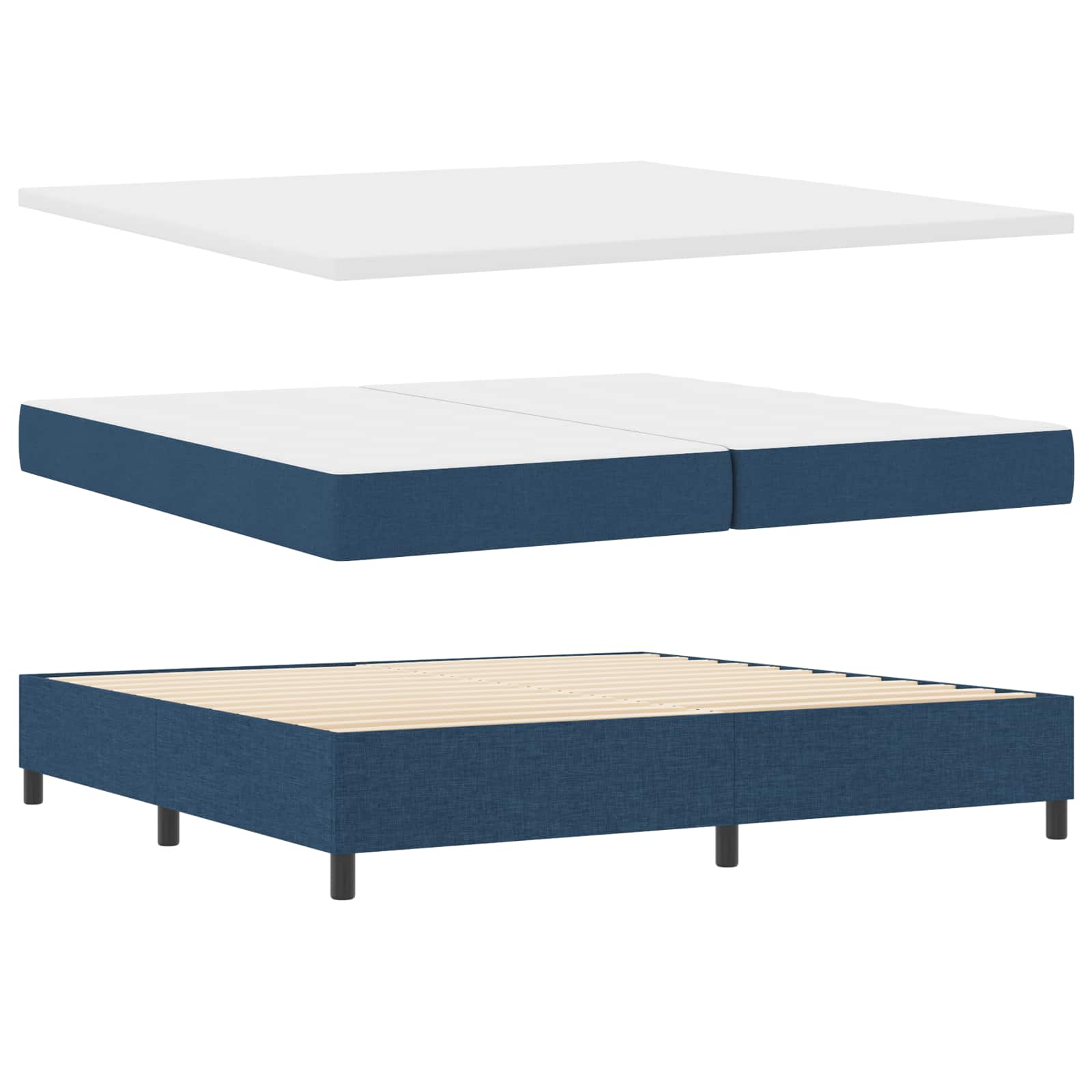 Boxspring bed met matras met LED Blauw 200 x 200 cm Stof is nu te koop bij PeponiXL, paradijselijk wonen!