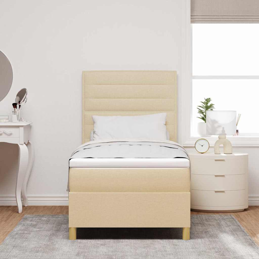 LED Box Spring Bed met matras Crème 90 x 190 cm Stof is nu te koop bij PeponiXL, paradijselijk wonen!