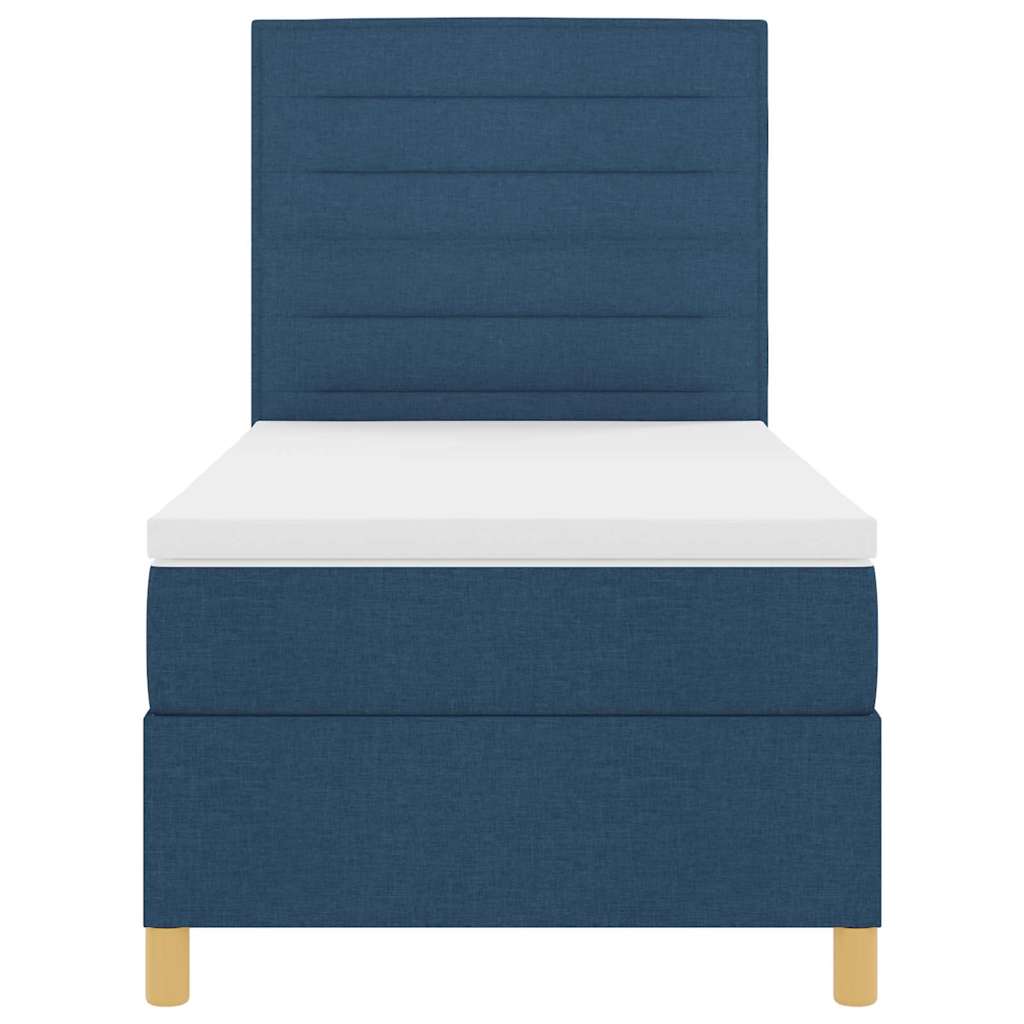 LED Box Spring Bed met matras Blauw 90 x 190 cm Stof is nu te koop bij PeponiXL, paradijselijk wonen!