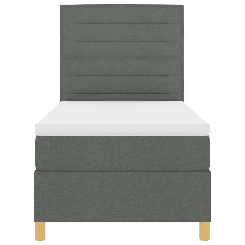 LED Box Spring Bed met matras Donkergrijs 90 x 200 cm Stof is nu te koop bij PeponiXL, paradijselijk wonen!