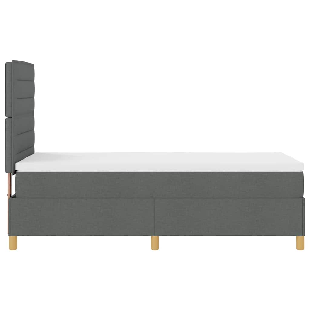 LED Box Spring Bed met matras Donkergrijs 90 x 200 cm Stof is nu te koop bij PeponiXL, paradijselijk wonen!