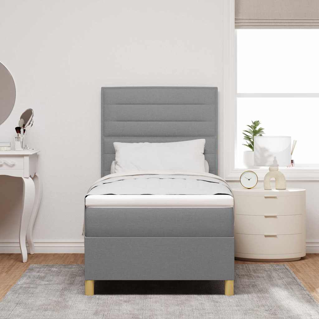 LED Box Spring Bed met matras Lichtgrijs 100 x 200 cm Stof is nu te koop bij PeponiXL, paradijselijk wonen!