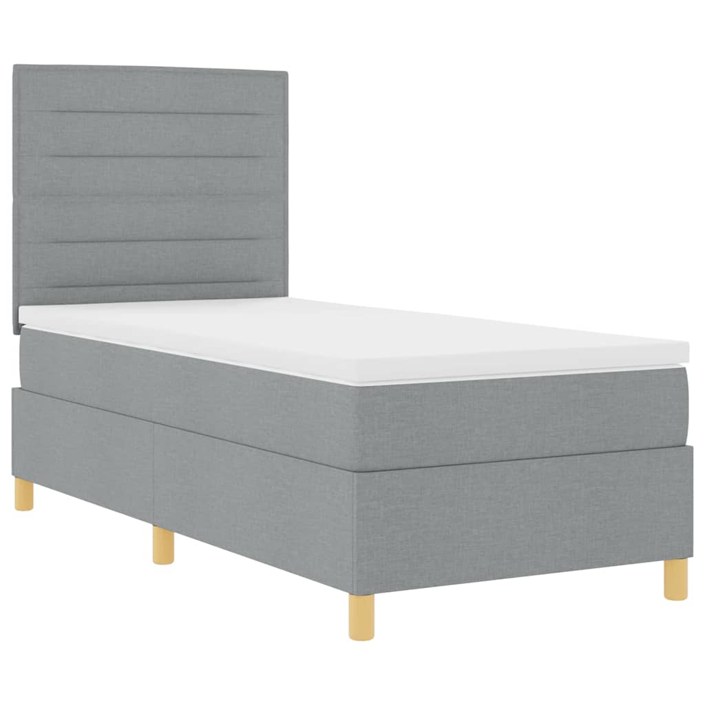 LED Box Spring Bed met matras Lichtgrijs 100 x 200 cm Stof is nu te koop bij PeponiXL, paradijselijk wonen!