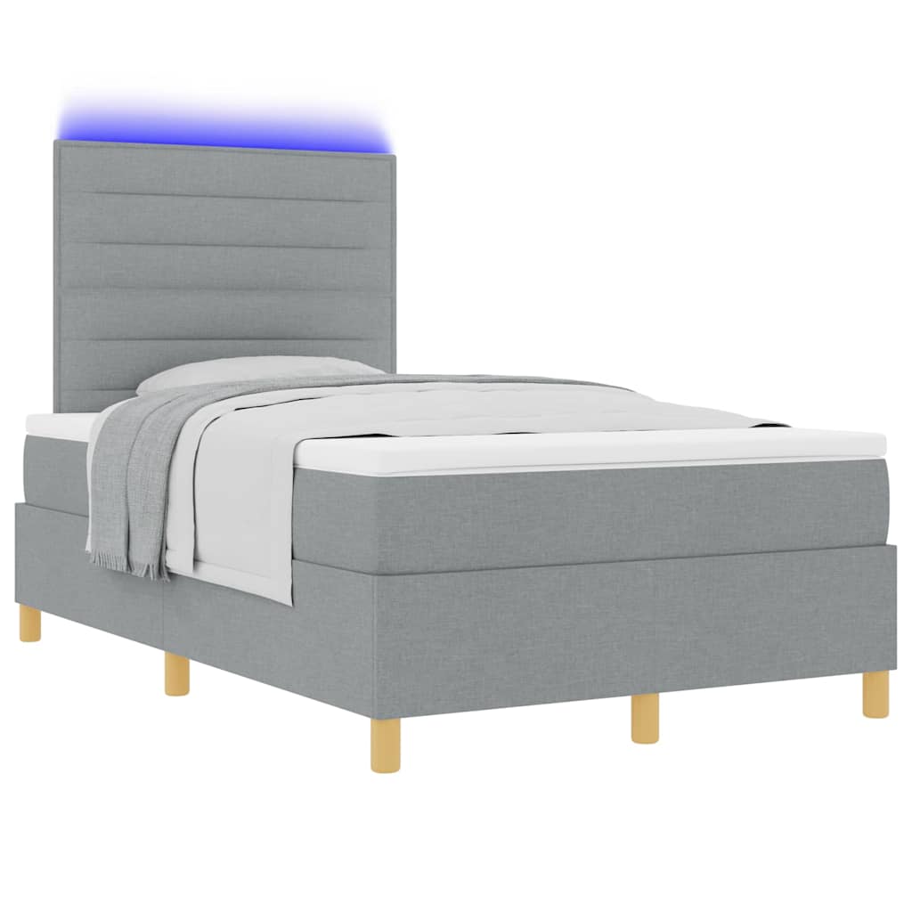 LED Box Spring Bed met matras Lichtgrijs 120 x 190 cm Stof is nu te koop bij PeponiXL, paradijselijk wonen!