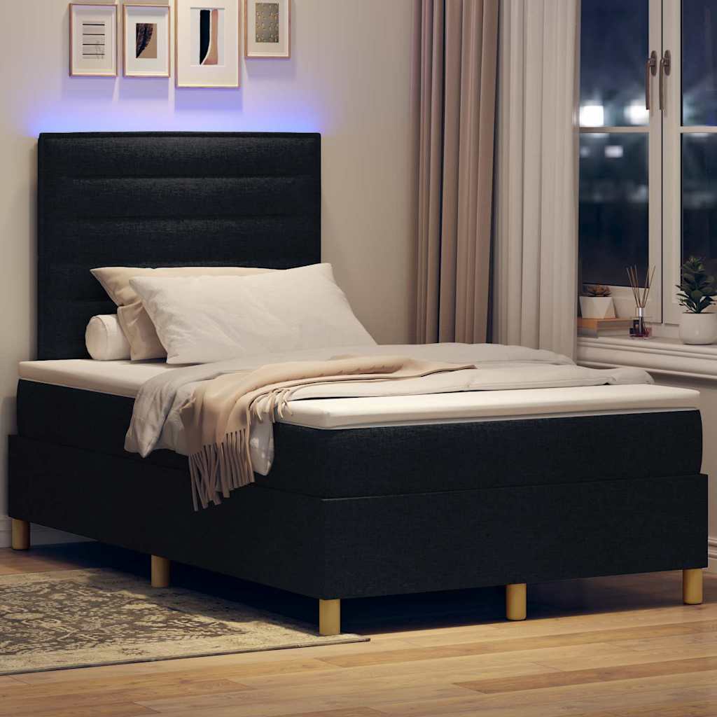 LED Box Spring Bed met matras Zwart 120 x 190 cm Stof is nu te koop bij PeponiXL, paradijselijk wonen!
