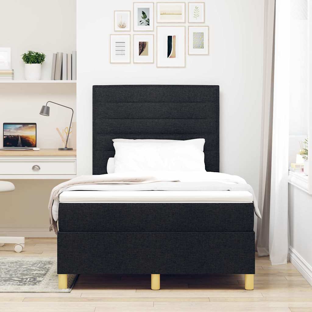 LED Box Spring Bed met matras Zwart 120 x 190 cm Stof is nu te koop bij PeponiXL, paradijselijk wonen!