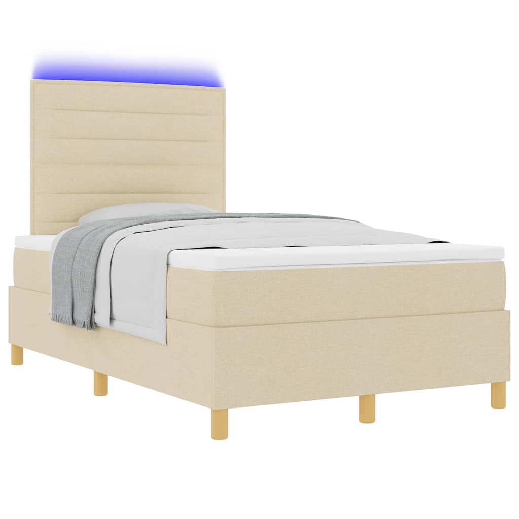 LED Box Spring Bed met matras Crème 120 x 190 cm Stof is nu te koop bij PeponiXL, paradijselijk wonen!