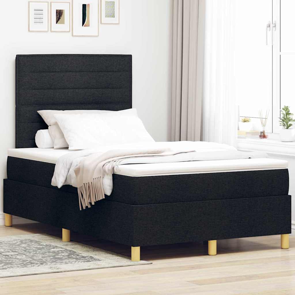 LED Box Spring Bed met matras Zwart 120 x 200 cm Stof is nu te koop bij PeponiXL, paradijselijk wonen!