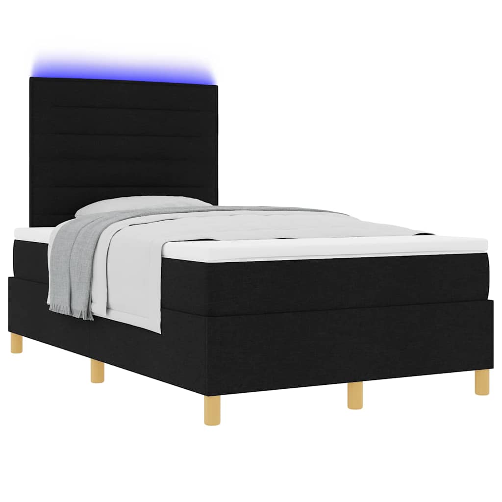 LED Box Spring Bed met matras Zwart 120 x 200 cm Stof is nu te koop bij PeponiXL, paradijselijk wonen!