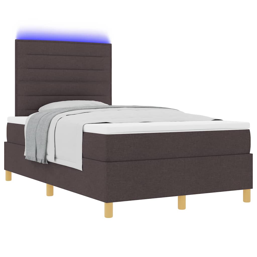 LED Box Spring Bed met matras Donkerbruin 120 x 200 cm Stof is nu te koop bij PeponiXL, paradijselijk wonen!