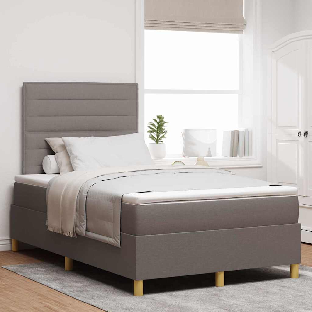 LED Box Spring Bed met matras Taupe 120 x 200 cm Stof is nu te koop bij PeponiXL, paradijselijk wonen!