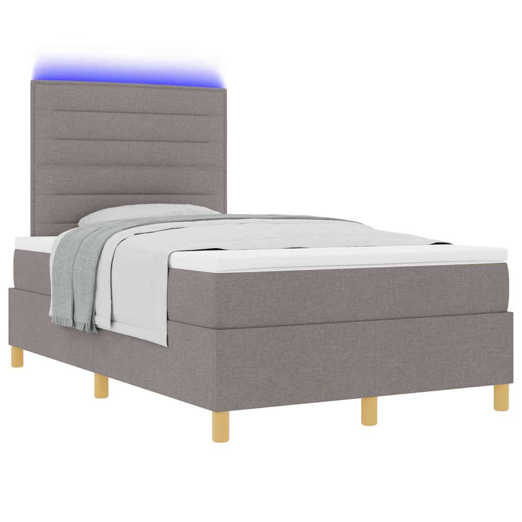 LED Box Spring Bed met matras Taupe 120 x 200 cm Stof is nu te koop bij PeponiXL, paradijselijk wonen!