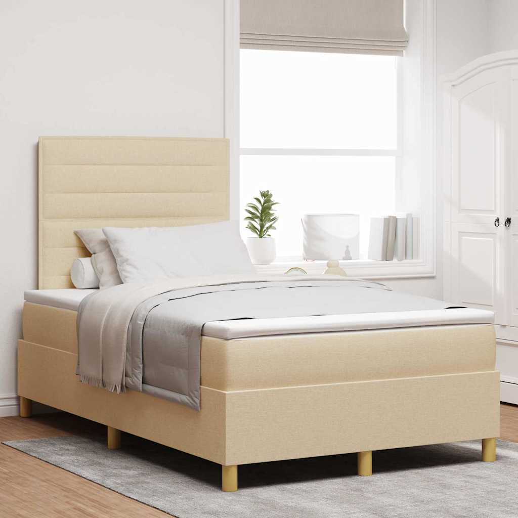 LED Box Spring Bed met matras Crème 120 x 200 cm Stof is nu te koop bij PeponiXL, paradijselijk wonen!