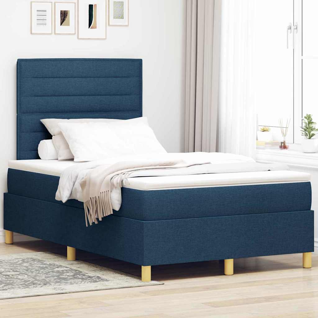 LED Box Spring Bed met matras Blauw 120 x 200 cm Stof is nu te koop bij PeponiXL, paradijselijk wonen!