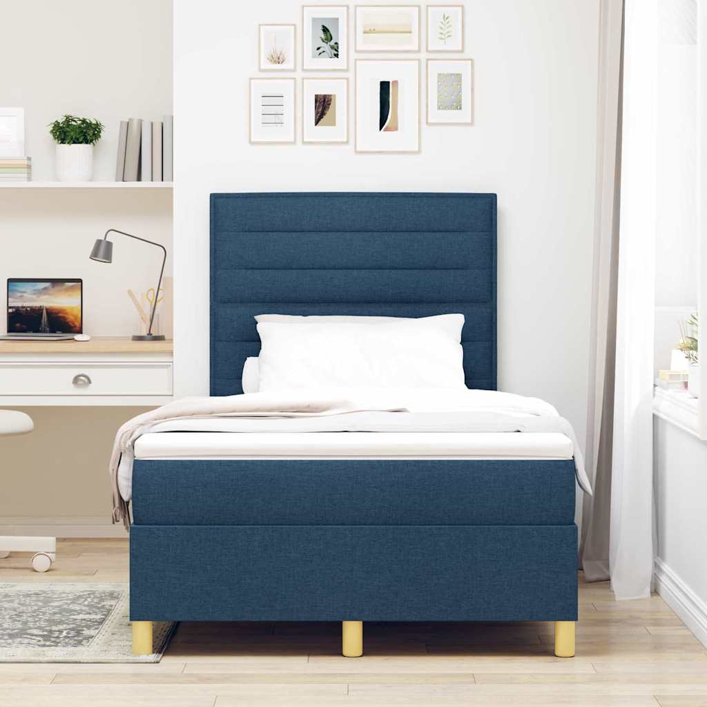 LED Box Spring Bed met matras Blauw 120 x 200 cm Stof is nu te koop bij PeponiXL, paradijselijk wonen!