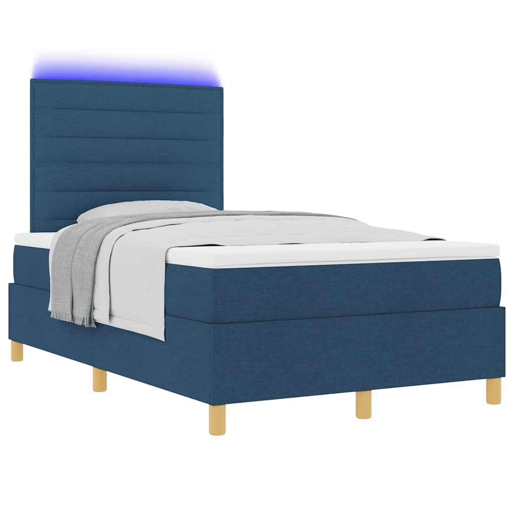 LED Box Spring Bed met matras Blauw 120 x 200 cm Stof is nu te koop bij PeponiXL, paradijselijk wonen!
