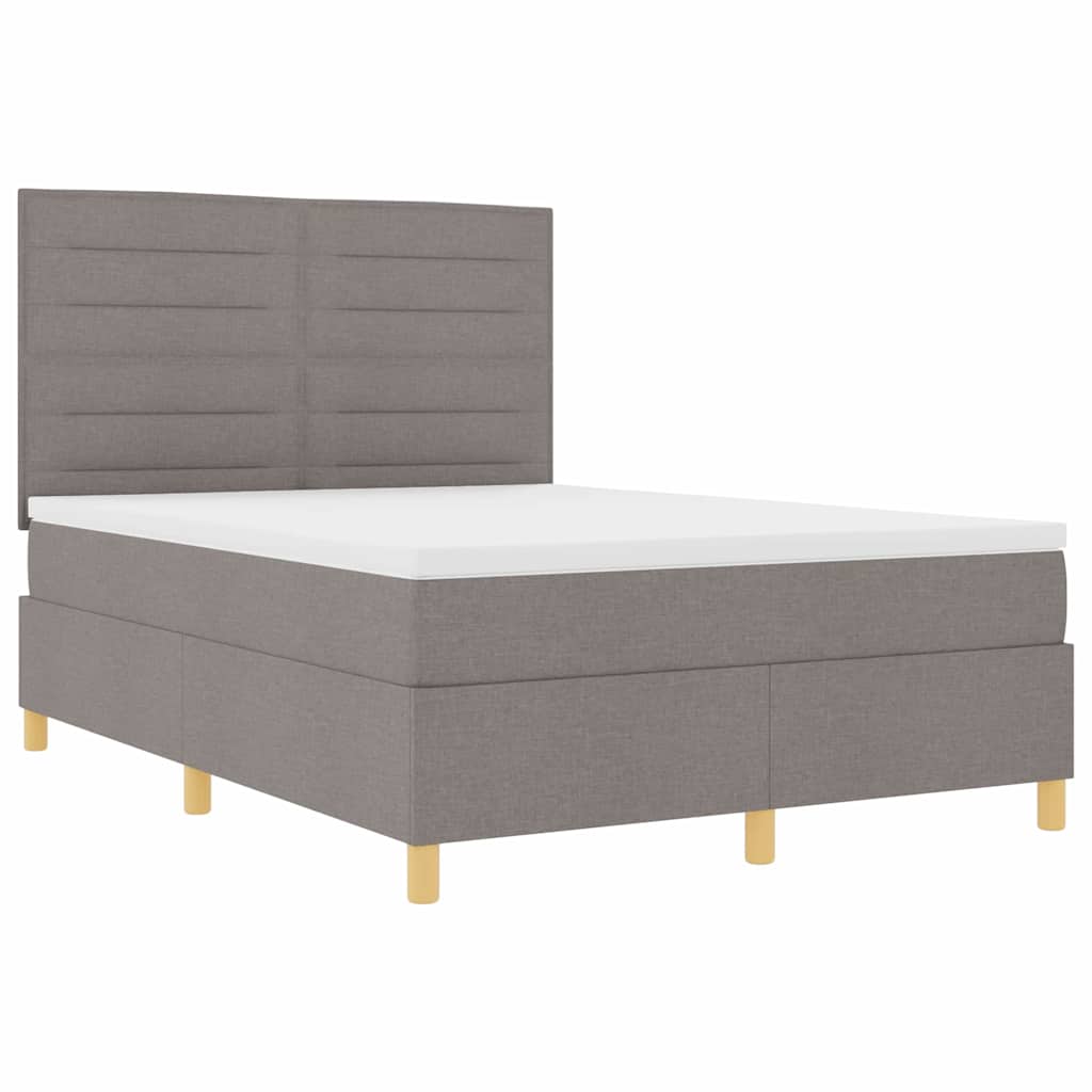 LED Box Spring Bed met matras Taupe 140 x 190 cm Stof is nu te koop bij PeponiXL, paradijselijk wonen!