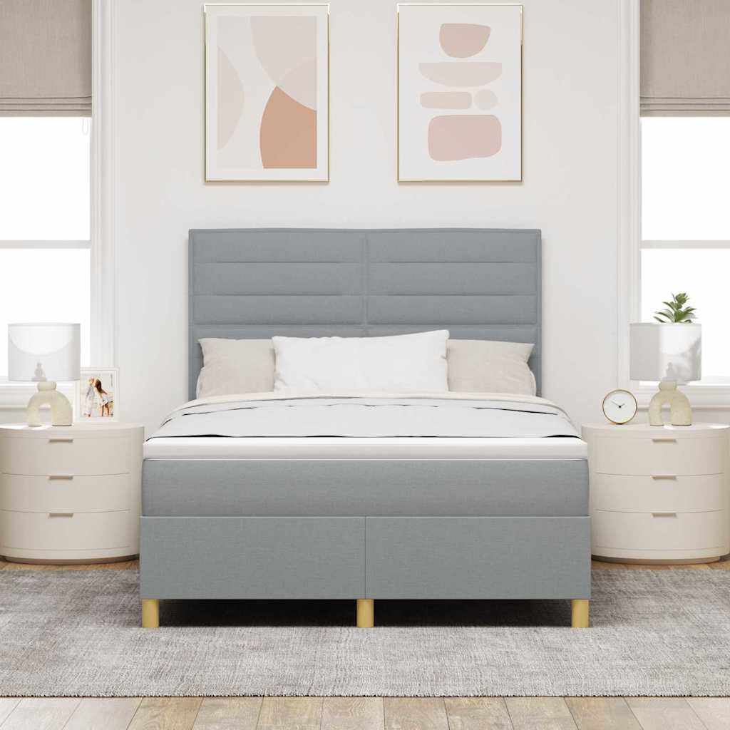 LED Box Spring Bed met matras Lichtgrijs 140 x 200 cm Stof is nu te koop bij PeponiXL, paradijselijk wonen!