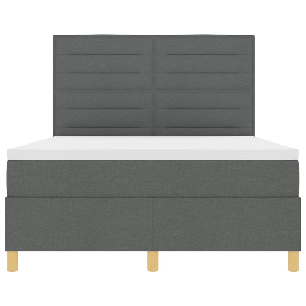 LED Box Spring Bed met matras Donkergrijs 140 x 200 cm Stof is nu te koop bij PeponiXL, paradijselijk wonen!
