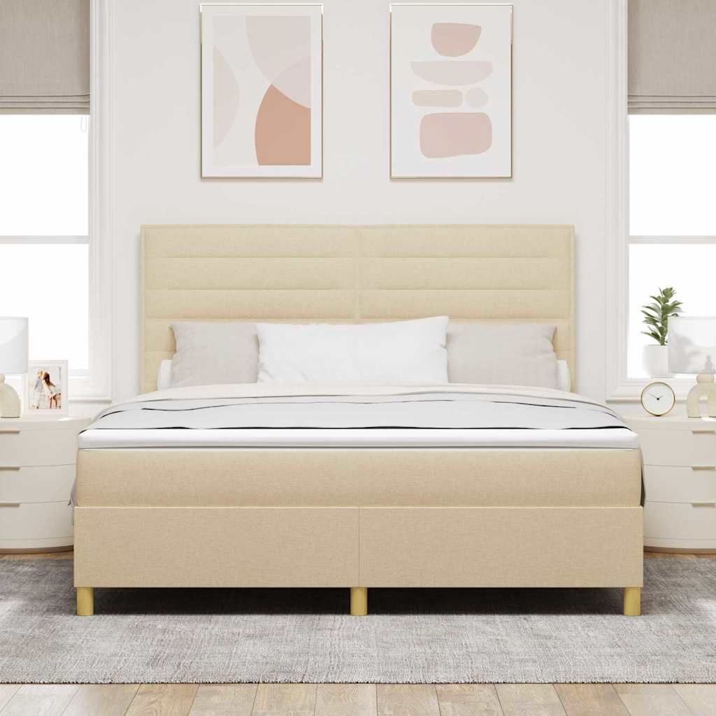 LED Box Spring Bed met matras Crème 180 x 200 cm Stof is nu te koop bij PeponiXL, paradijselijk wonen!