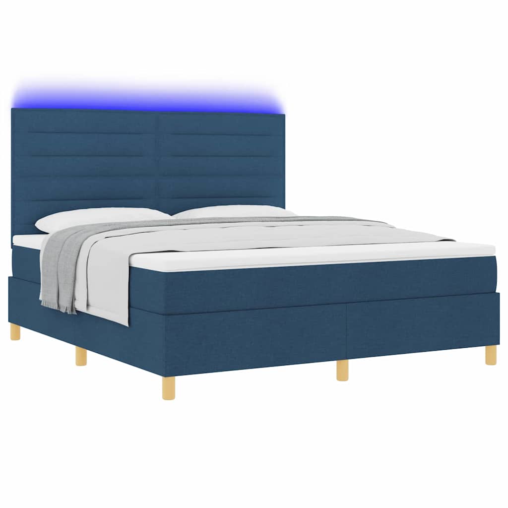 LED Box Spring Bed met matras Blauw 180 x 200 cm Stof is nu te koop bij PeponiXL, paradijselijk wonen!