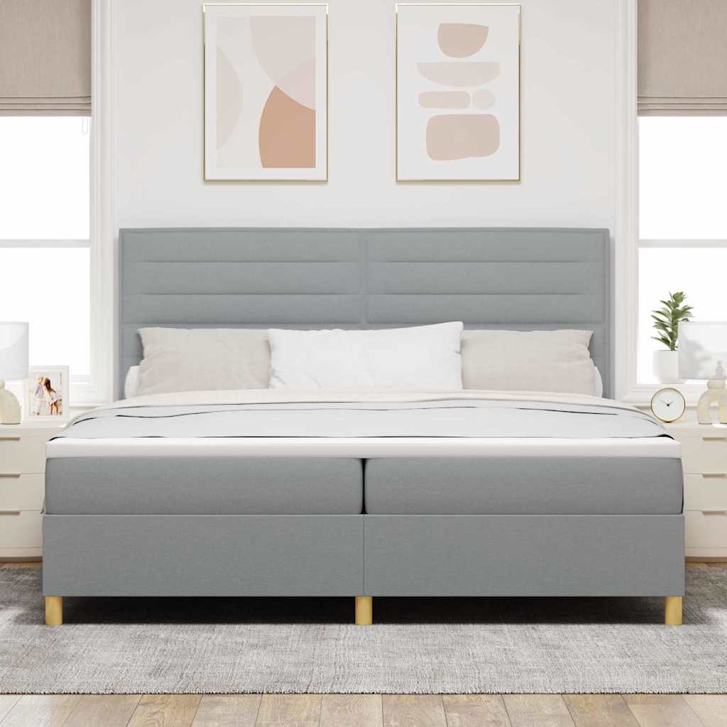 LED Box Spring Bed met matras Lichtgrijs 200 x 200 cm Stof is nu te koop bij PeponiXL, paradijselijk wonen!