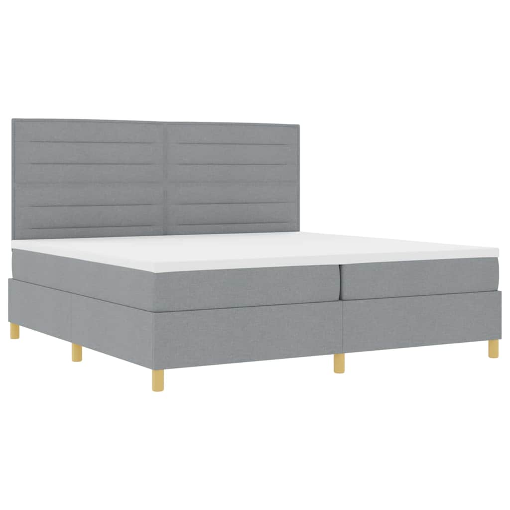 LED Box Spring Bed met matras Lichtgrijs 200 x 200 cm Stof is nu te koop bij PeponiXL, paradijselijk wonen!