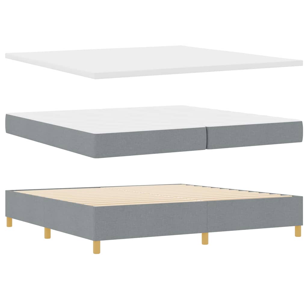 LED Box Spring Bed met matras Lichtgrijs 200 x 200 cm Stof is nu te koop bij PeponiXL, paradijselijk wonen!