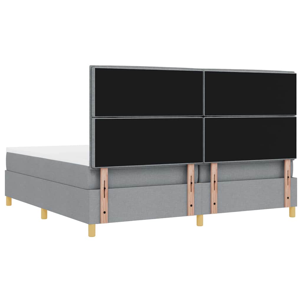 LED Box Spring Bed met matras Lichtgrijs 200 x 200 cm Stof is nu te koop bij PeponiXL, paradijselijk wonen!
