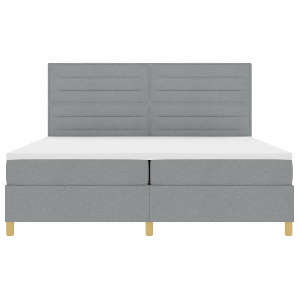 LED Box Spring Bed met matras Lichtgrijs 200 x 200 cm Stof is nu te koop bij PeponiXL, paradijselijk wonen!
