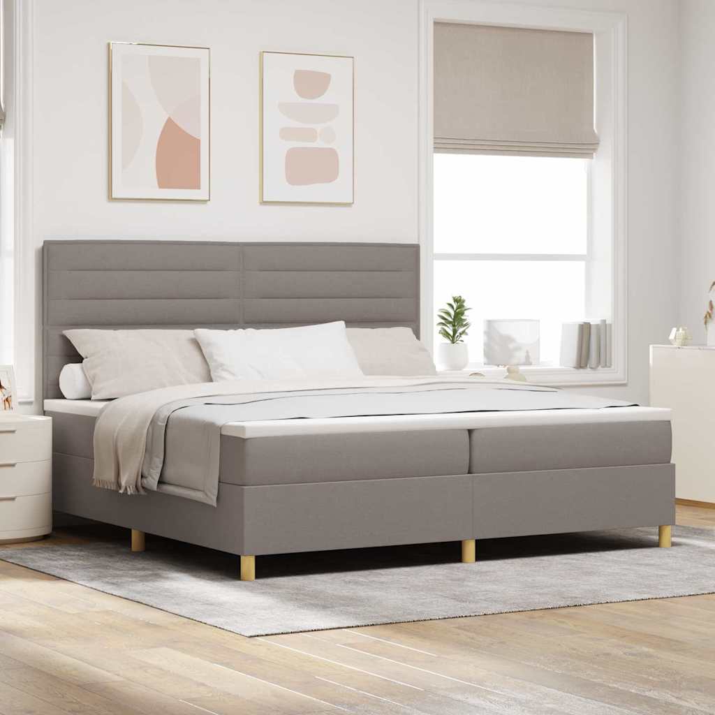 LED Box Spring Bed met matras Taupe 200 x 200 cm Stof is nu te koop bij PeponiXL, paradijselijk wonen!