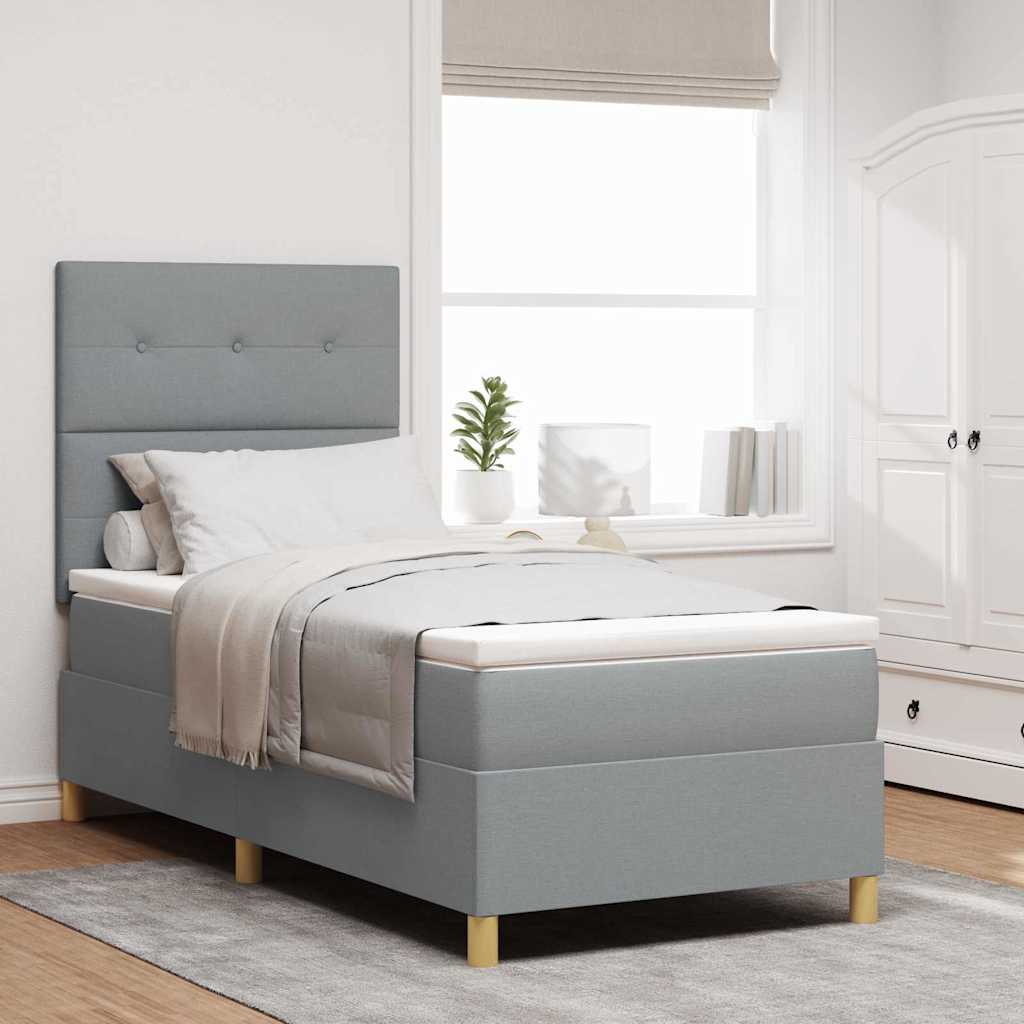 LED Box Spring Bed met matras Lichtgrijs 80 x 200 cm Stof is nu te koop bij PeponiXL, paradijselijk wonen!