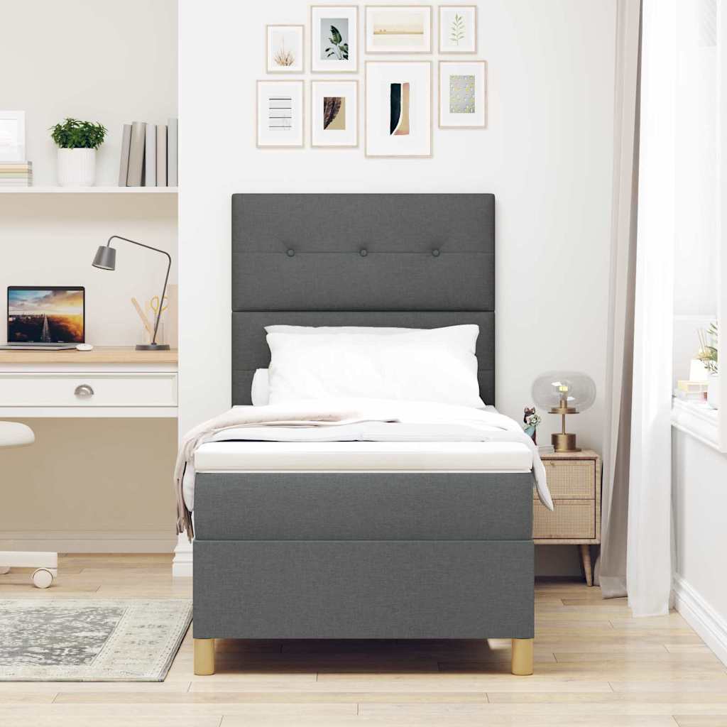 LED Box Spring Bed met matras Donkergrijs 80 x 200 cm Stof is nu te koop bij PeponiXL, paradijselijk wonen!