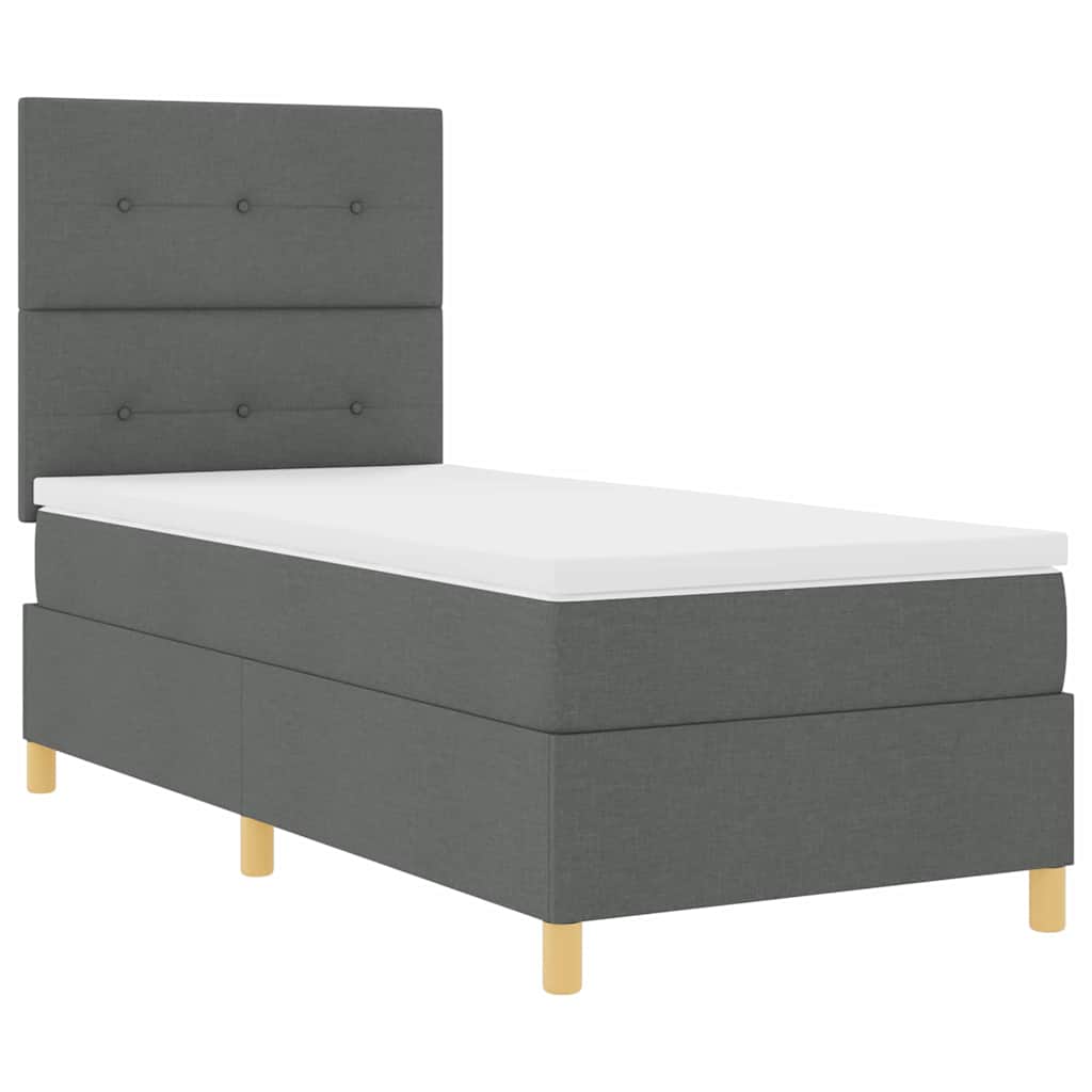 LED Box Spring Bed met matras Donkergrijs 80 x 200 cm Stof is nu te koop bij PeponiXL, paradijselijk wonen!