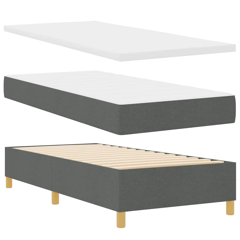 LED Box Spring Bed met matras Donkergrijs 80 x 200 cm Stof is nu te koop bij PeponiXL, paradijselijk wonen!
