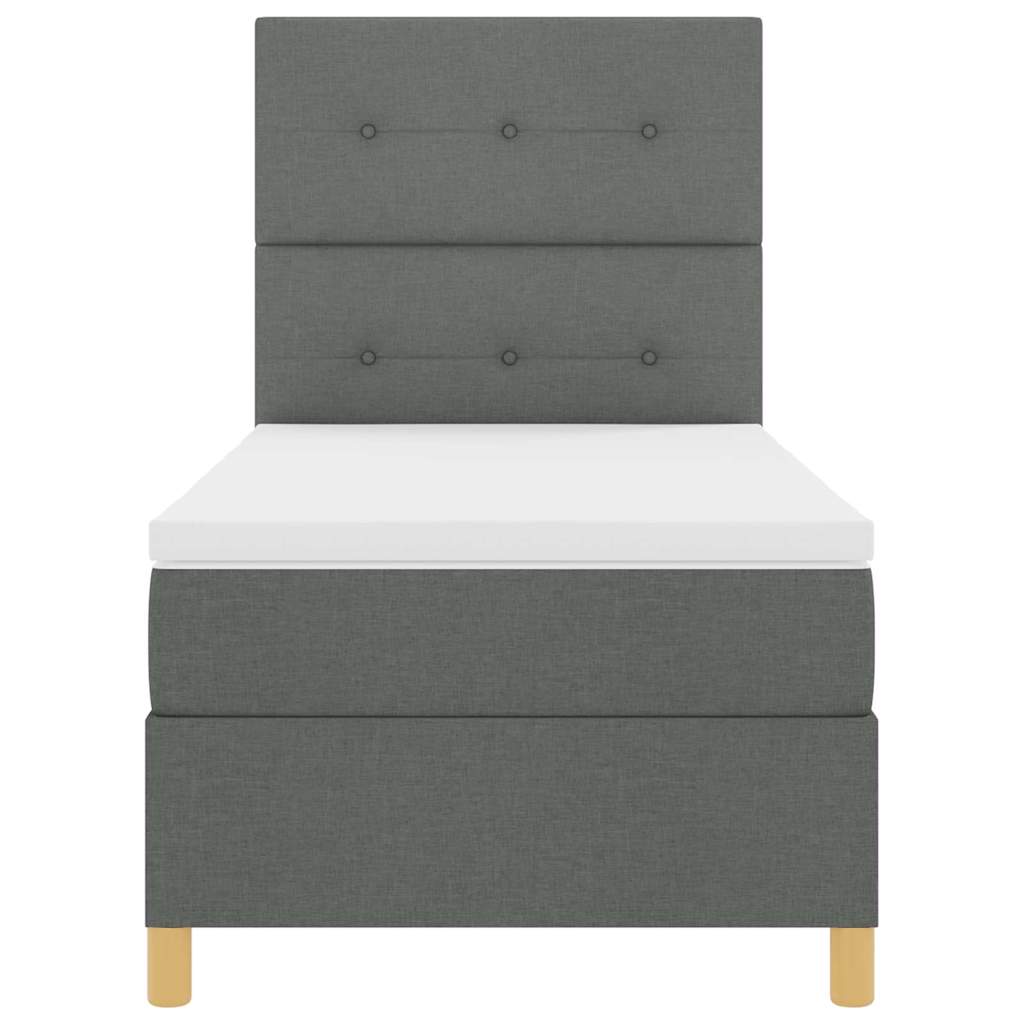 LED Box Spring Bed met matras Donkergrijs 80 x 200 cm Stof is nu te koop bij PeponiXL, paradijselijk wonen!
